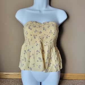 American Eagle Strapless Yellow Floral Cropped Boho NWT Never Worn Size Medium